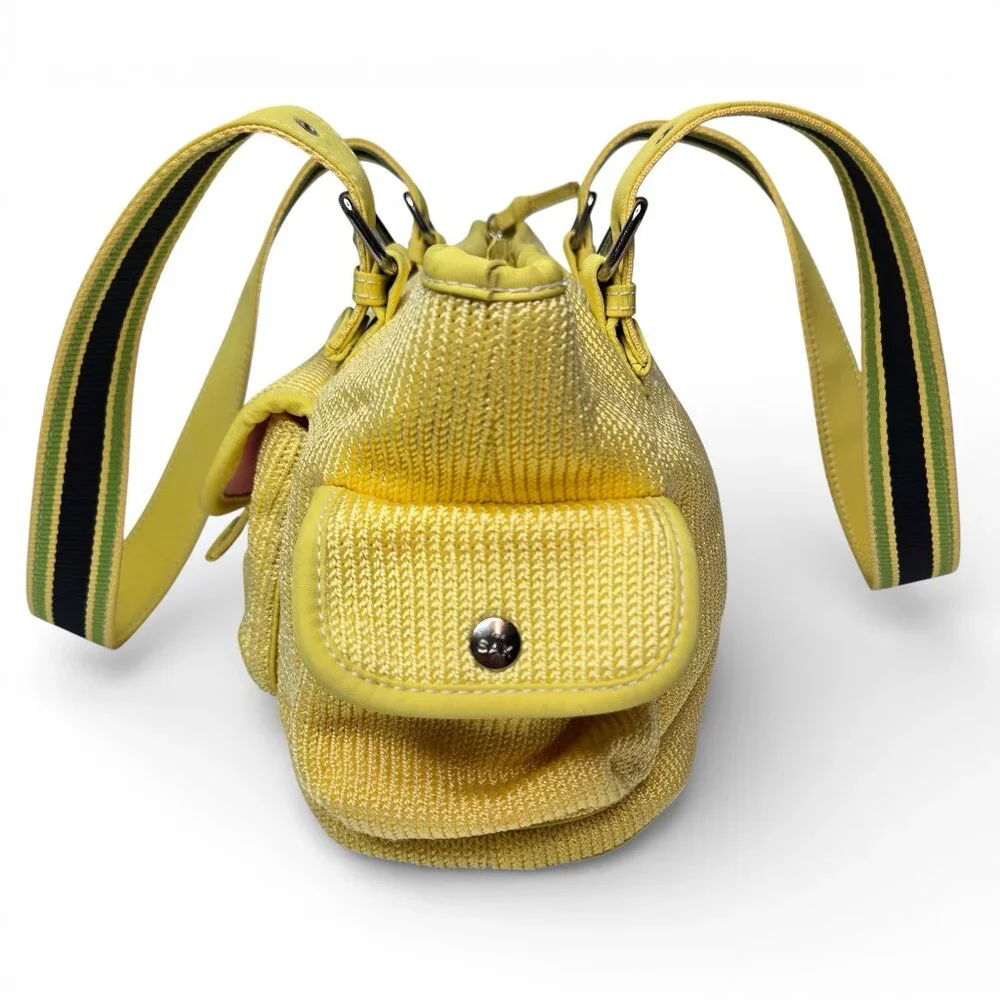 The Sak Belinda Knit Satchel Baguette Women Small Bright Yellow‎ Sporty Purse
